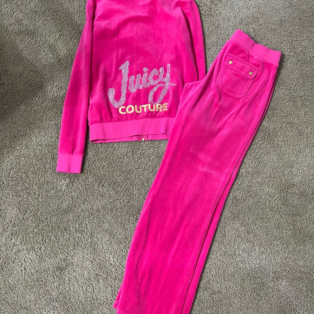 Rare hot pink Juicy Couture velour track suit size small